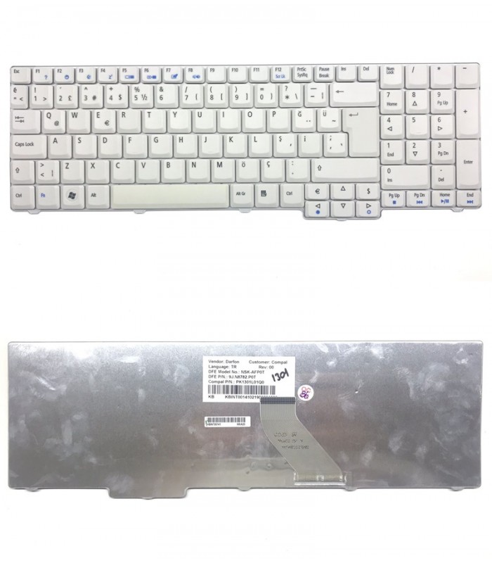 Acer Extensa 5635G Klavye - Türkçe Beyaz