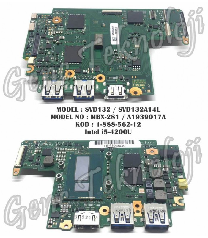 Sony SVD132 SVD132A14L Anakart - MBX-281 A1939017A Anakart Sony SVD132 SVD132A14L Anakart - MBX-281 A1939017A Anakart