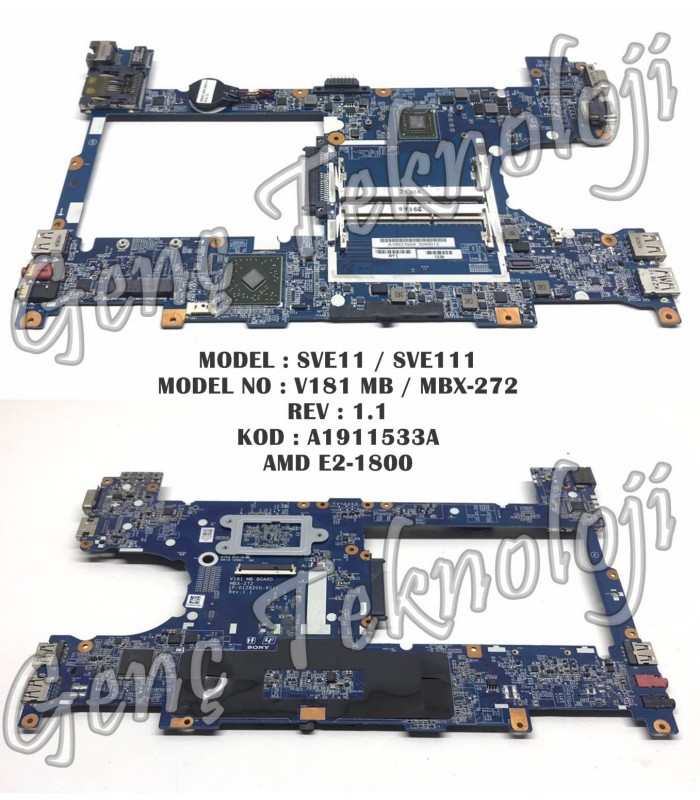 Sony SVE11 SVE111 Anakart - V181 MB MBX-272 A1911533A Anakart