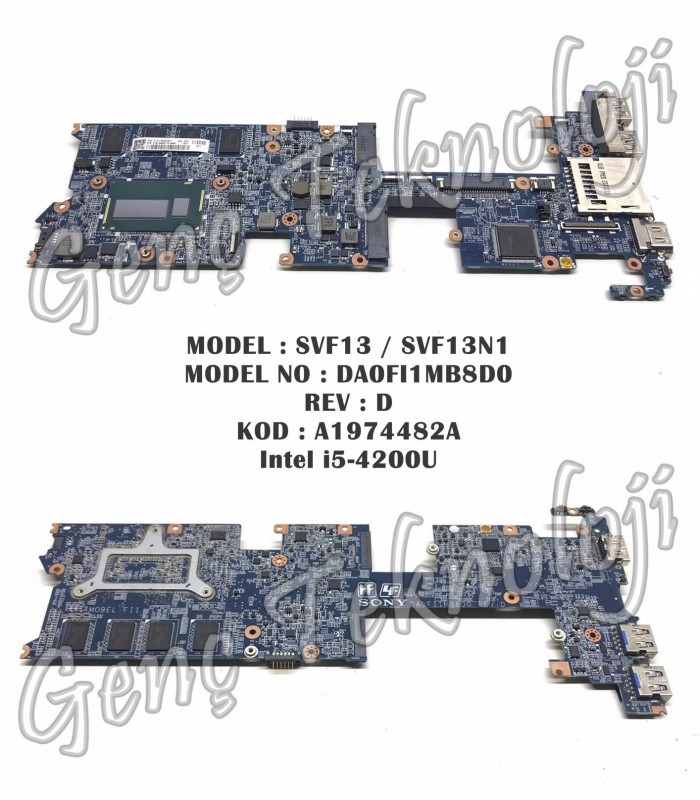 Sony SVF13 SVF13N1 Anakart - DA0FI1MB8D0 A1974482A Anakart