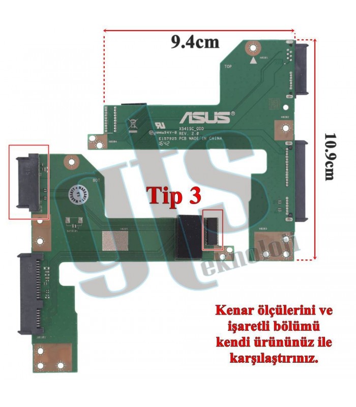 Asus F541UJ, F541NA HDD Harddisk Board - Rev. 2.0 - Tip 3